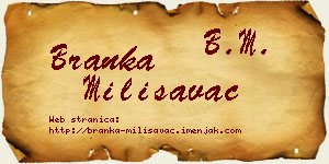 Branka Milisavac vizit kartica